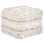 WYNDENHALL Silva Boho Square Pouf in Handloom Woven Pattern