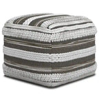 WYNDENHALL Silva Boho Square Pouf in Handloom Woven Pattern