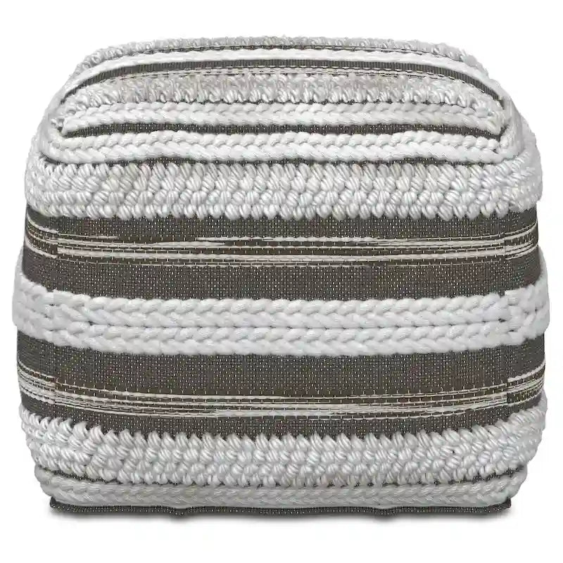 WYNDENHALL Silva Boho Square Pouf in Handloom Woven Pattern