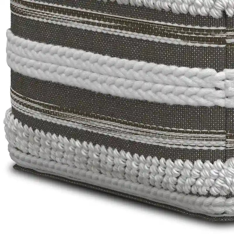WYNDENHALL Silva Boho Square Pouf in Handloom Woven Pattern