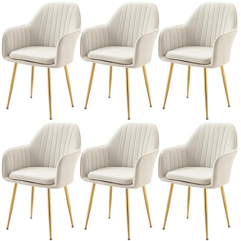 AVAWING Chaise de salle à manger capitonnée (Lot de 6) Fauteuil d'appoint en velours