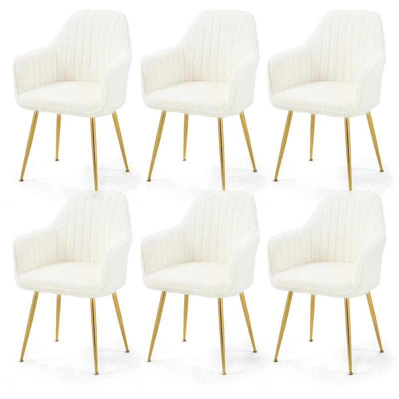 AVAWING Chaise de salle à manger capitonnée (Lot de 6) Fauteuil d'appoint en velours