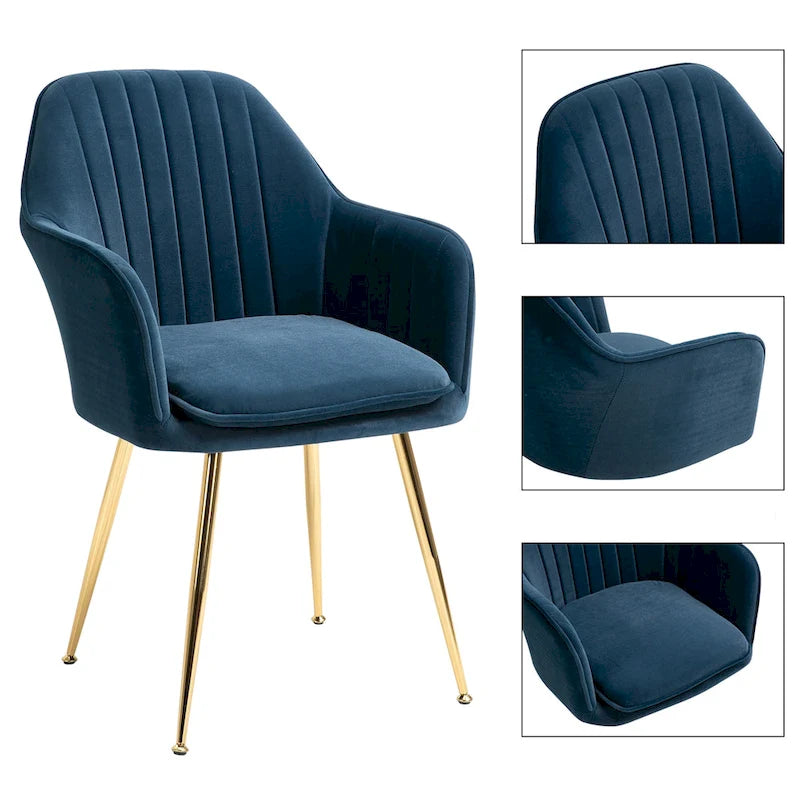 AVAWING Chaise de salle à manger capitonnée (Lot de 6) Fauteuil d'appoint en velours