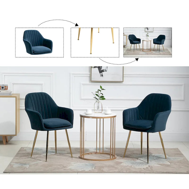 AVAWING Chaise de salle à manger capitonnée (Lot de 6) Fauteuil d'appoint en velours