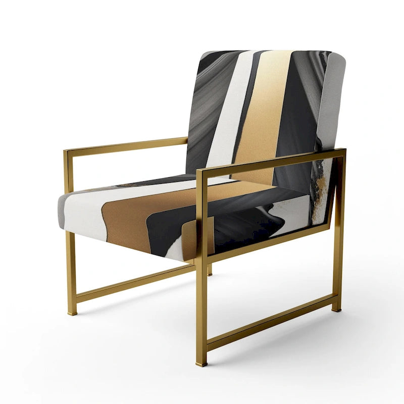 Designart Black And Gold Cubic Expression VII Upholstered Modern & Contemporary Accent Chair and Modern Arm Chair
