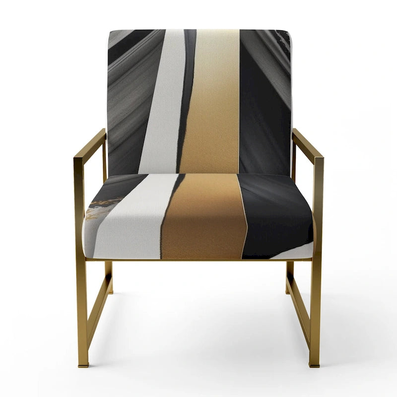 Designart Black And Gold Cubic Expression VII Upholstered Modern & Contemporary Accent Chair and Modern Arm Chair