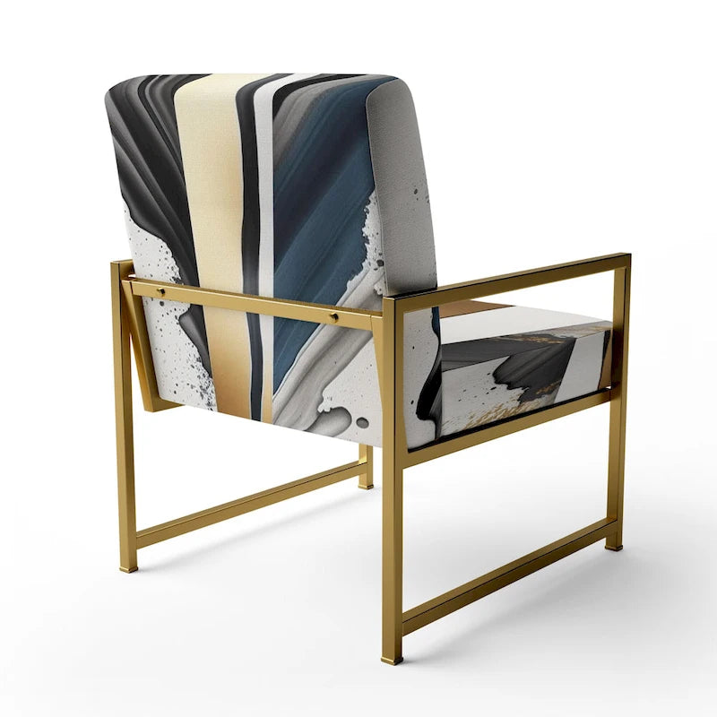 Designart Black And Gold Cubic Expression VII Upholstered Modern & Contemporary Accent Chair and Modern Arm Chair