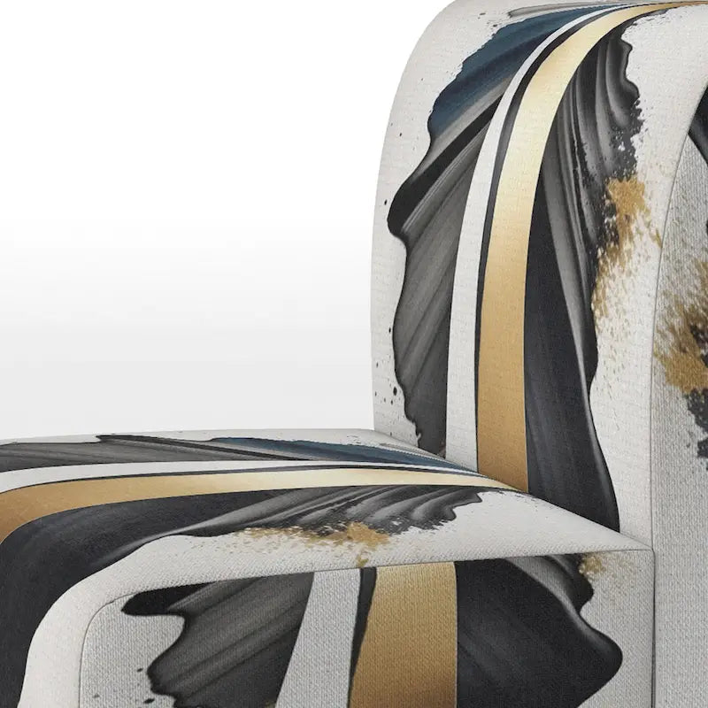 Designart Black And Gold Cubic Expression VII Upholstered Modern & Contemporary Accent Chair and Modern Arm Chair