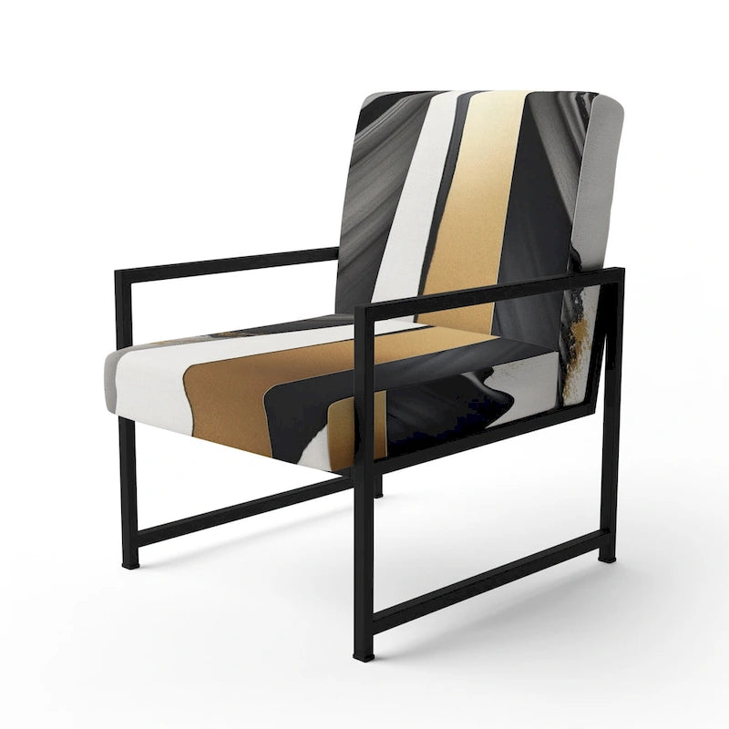 Designart Black And Gold Cubic Expression VII Upholstered Modern & Contemporary Accent Chair and Modern Arm Chair
