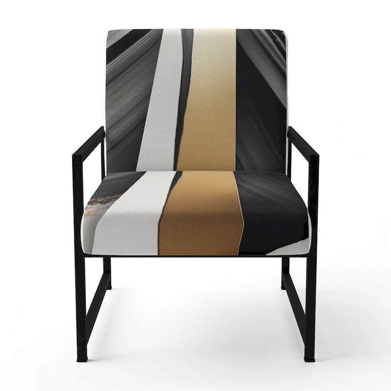 Designart Black And Gold Cubic Expression VII Upholstered Modern & Contemporary Accent Chair and Modern Arm Chair