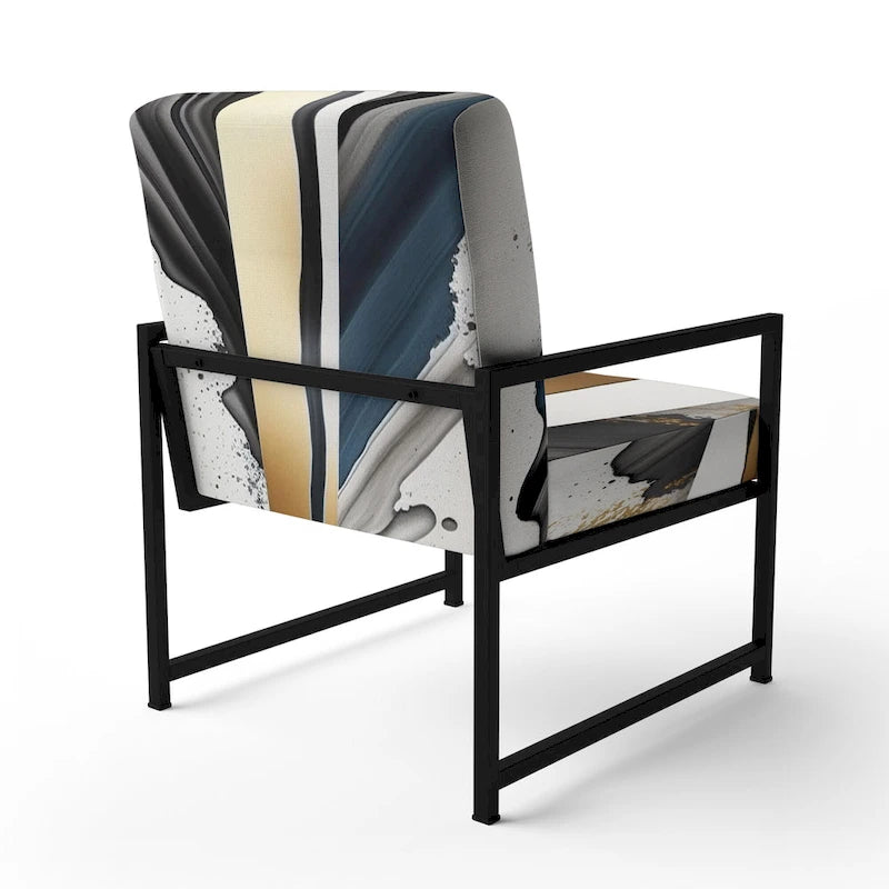 Designart Black And Gold Cubic Expression VII Upholstered Modern & Contemporary Accent Chair and Modern Arm Chair