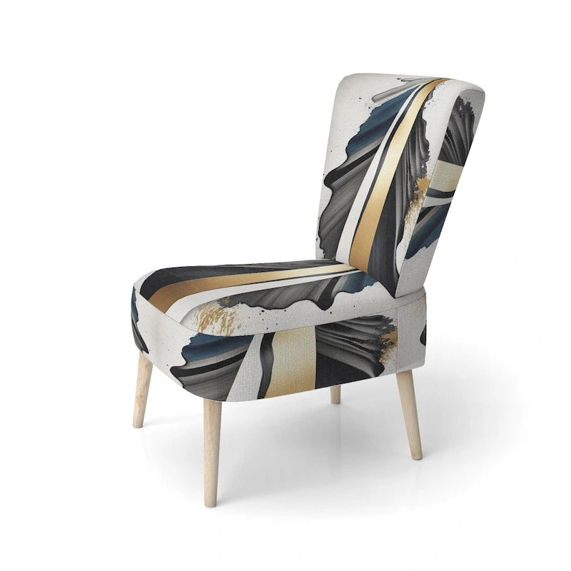 Designart Black And Gold Cubic Expression VII Upholstered Modern & Contemporary Accent Chair and Modern Arm Chair