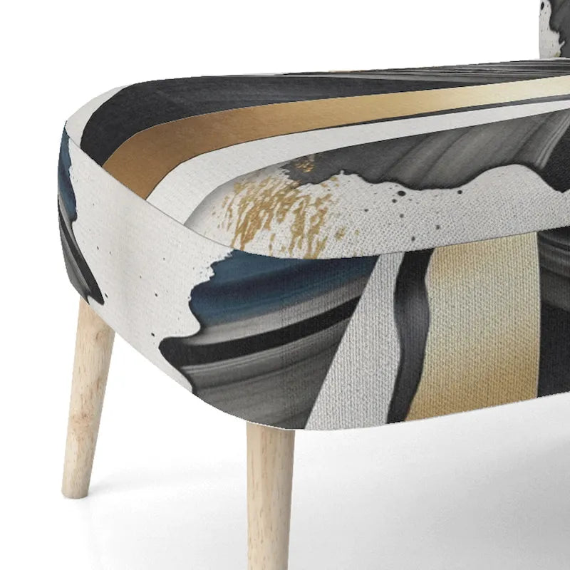 Designart Black And Gold Cubic Expression VII Upholstered Modern & Contemporary Accent Chair and Modern Arm Chair