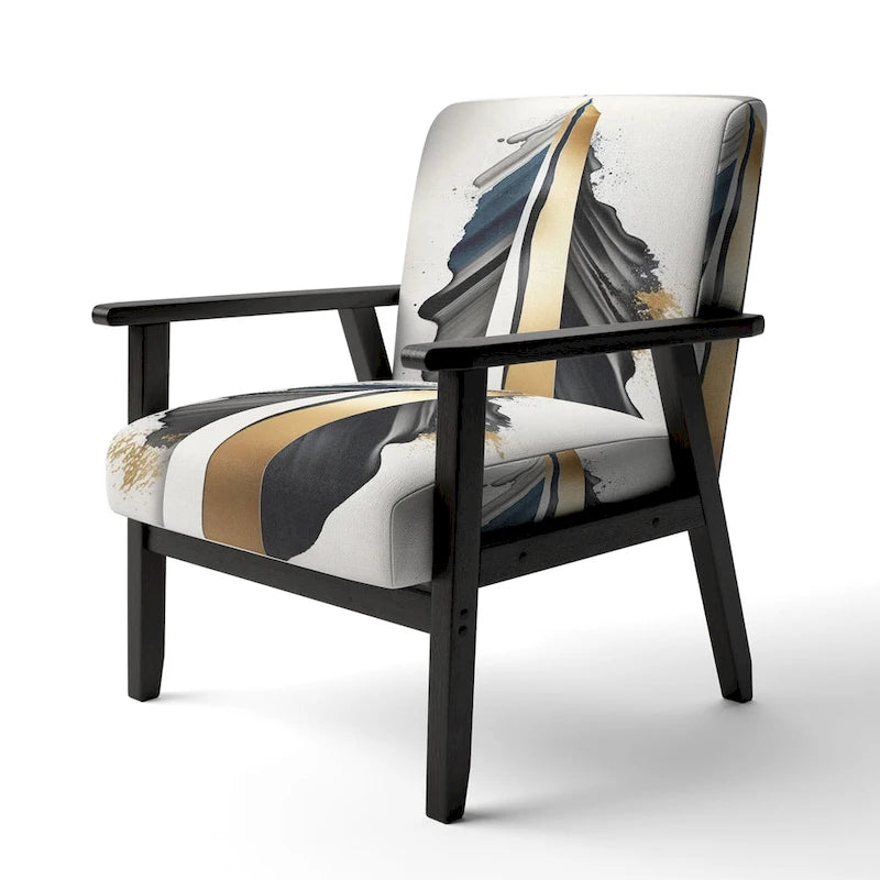 Designart Black And Gold Cubic Expression VII Upholstered Modern & Contemporary Accent Chair and Modern Arm Chair