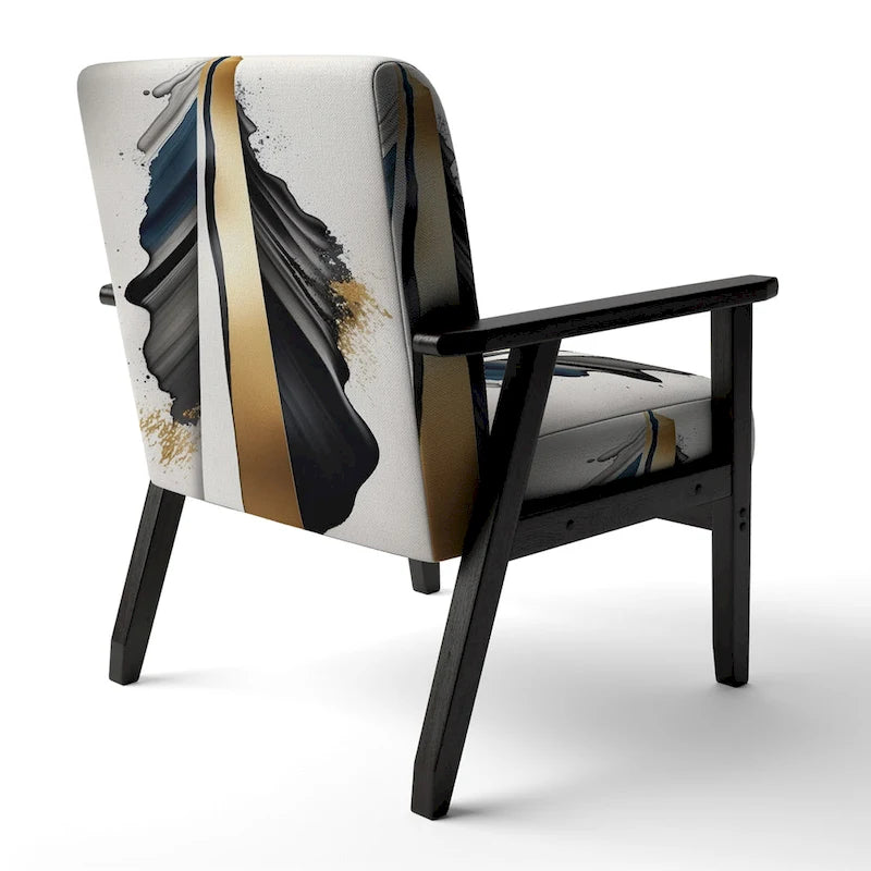 Designart Black And Gold Cubic Expression VII Upholstered Modern & Contemporary Accent Chair and Modern Arm Chair
