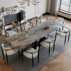 110.24 Inch Modern Minimalist 9 - Piece Extendable Sintered Stone Top Double Pedestal Dining Set