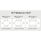 110.24 Inch Modern Minimalist 9 - Piece Extendable Sintered Stone Top Double Pedestal Dining Set