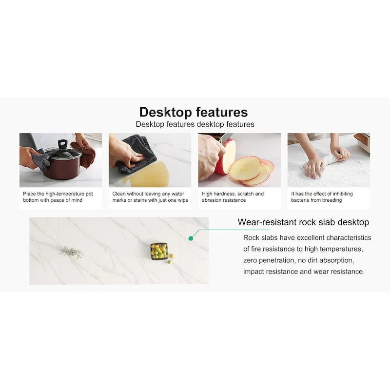 110.24 Inch Modern Minimalist 9 - Piece Extendable Sintered Stone Top Double Pedestal Dining Set