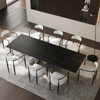 110.24 Inch Modern Minimalist 9 - Piece Extendable Sintered Stone Top Double Pedestal Dining Set