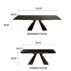 110.24 Inch Modern Minimalist 9 - Piece Extendable Sintered Stone Top Double Pedestal Dining Set