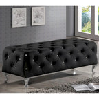 Silver Orchid Heston Crystal Tufted Modern Bench