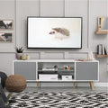AVAWING Mid-Century Modern TV Stand for 60 TV with Storage and Open Shelf