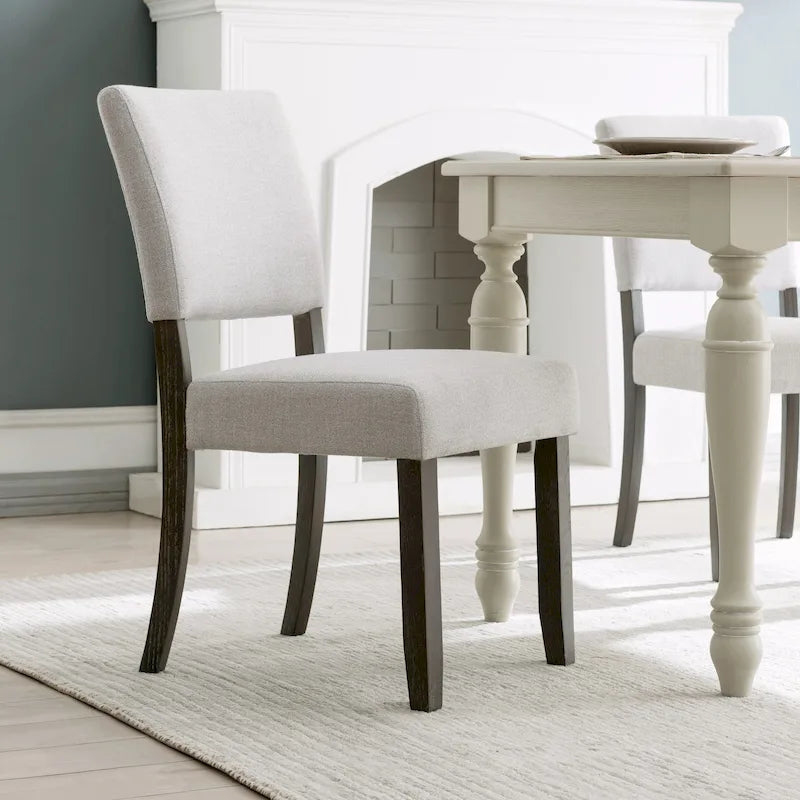 Chaise de salle à manger avec dossier rembourré et base en bois, ensemble de 2