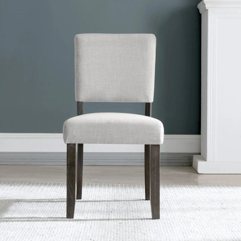 Chaise de salle à manger avec dossier rembourré et base en bois, ensemble de 2