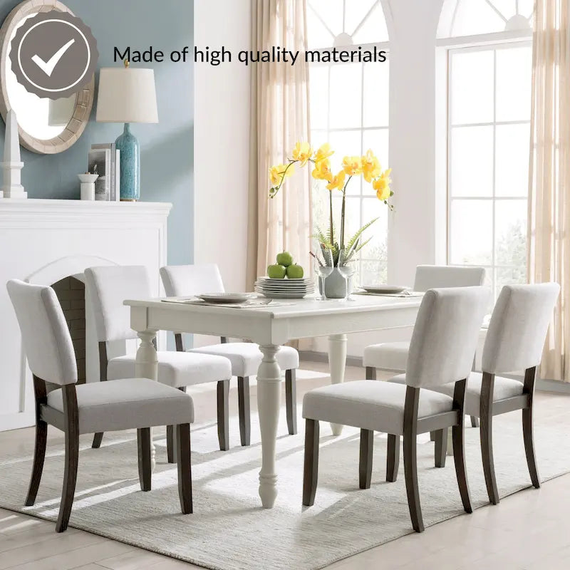 Upholstered Back Dining Chair with Wood Base Set of 2