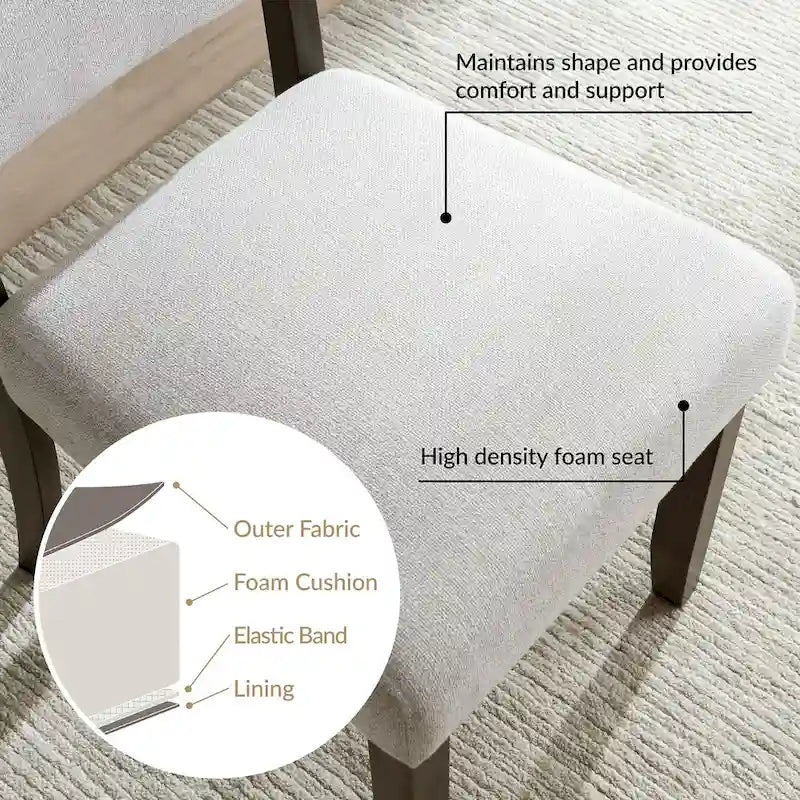 Upholstered Back Dining Chair with Wood Base Set of 2