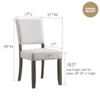 Upholstered Back Dining Chair with Wood Base Set of 2