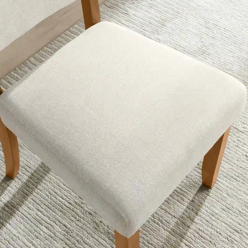 Upholstered Back Dining Chair with Wood Base Set of 2