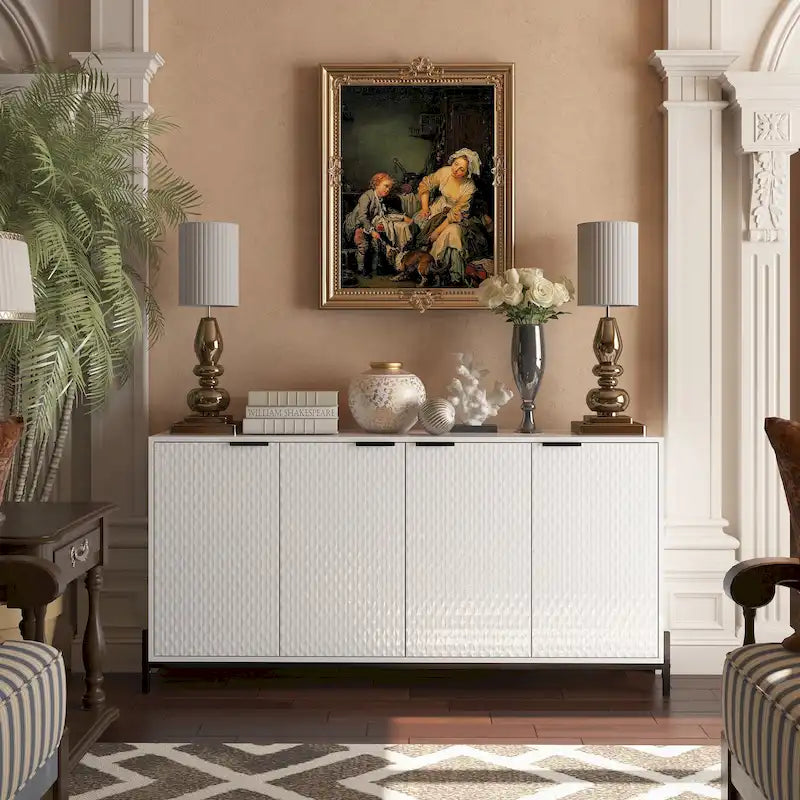 Buffets et bahuts de rangement 4 portes haute brillance Clihome