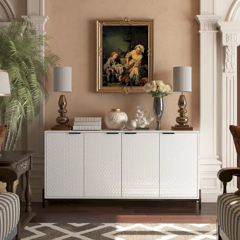 Buffets et bahuts de rangement 4 portes haute brillance Clihome
