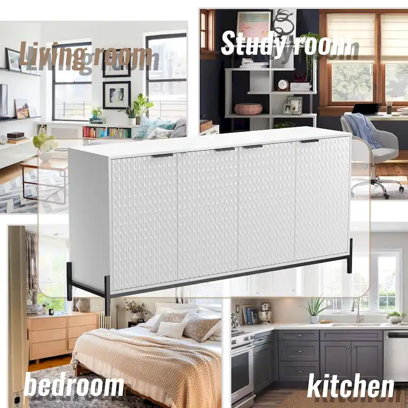 Buffets et bahuts de rangement 4 portes haute brillance Clihome