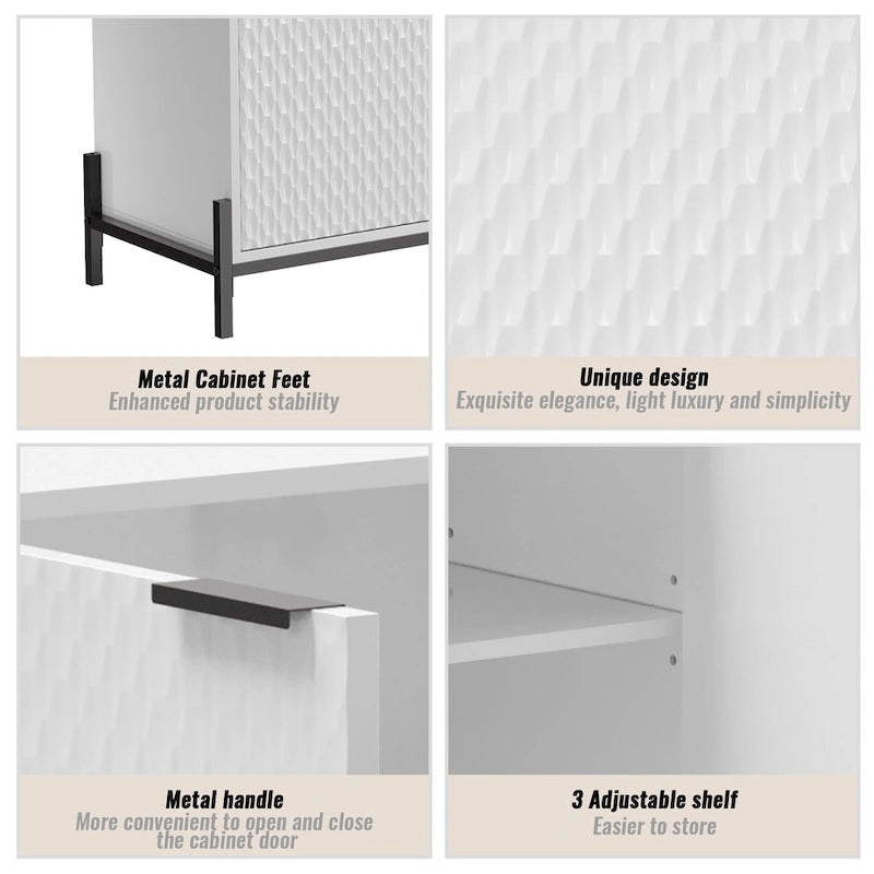 Buffets et bahuts de rangement 4 portes haute brillance Clihome