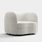 Furniture of America Ophelia Modern Curved Arms Boucle Accent Chair with Kidney Style Seat and Round Wooden Legs