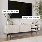 Meuble TV Living Skog Kelly pour téléviseurs jusqu'à 65 po avec pieds en bois au design scandinave moderne du milieu du siècle