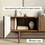 Meuble TV Living Skog Kelly pour téléviseurs jusqu'à 65 po avec pieds en bois au design scandinave moderne du milieu du siècle