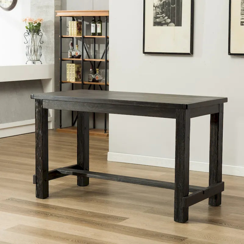 Ensemble de salle à manger 7 pièces en bois noir à hauteur de comptoir Lotusville de Roundhill Furniture