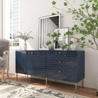 2 Door Sideboard TV Locker Buffet Accent Cabinet with Gold Legs