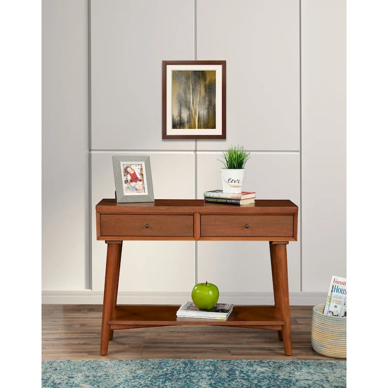 Console Mid-Century Moderne Flynn avec 2 tiroirs de Alpine Furniture