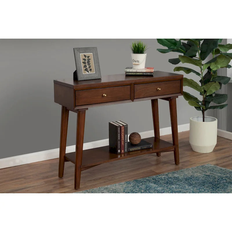 Console Mid-Century Moderne Flynn avec 2 tiroirs de Alpine Furniture