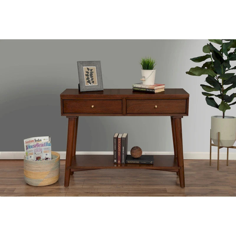 Console Mid-Century Moderne Flynn avec 2 tiroirs de Alpine Furniture