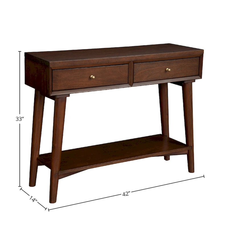 Console Mid-Century Moderne Flynn avec 2 tiroirs de Alpine Furniture