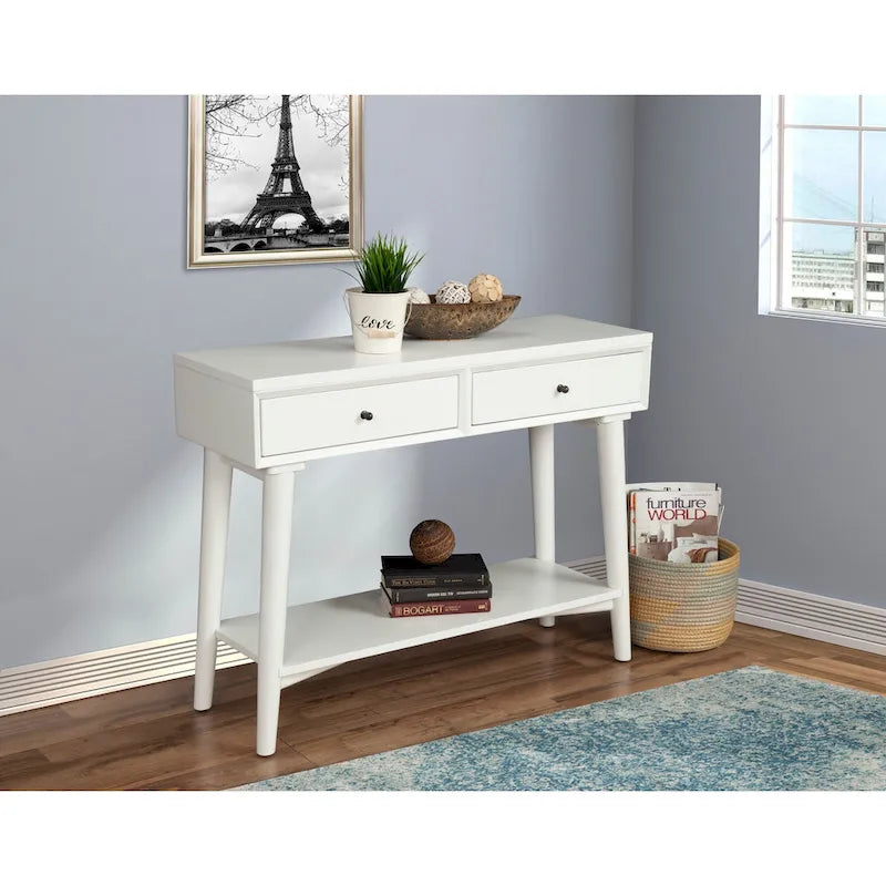 Console Mid-Century Moderne Flynn avec 2 tiroirs de Alpine Furniture