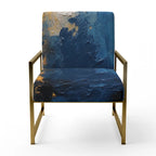 Fauteuil d'appoint abstrait et contemporain Designart « Intuitive Expressions I » bleu et jaune avec accoudoirs