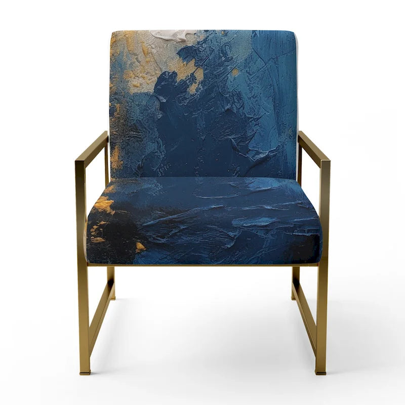 Fauteuil d'appoint abstrait et contemporain Designart « Intuitive Expressions I » bleu et jaune avec accoudoirs