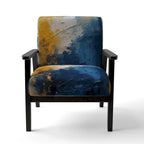 Fauteuil d'appoint abstrait et contemporain Designart « Intuitive Expressions I » bleu et jaune avec accoudoirs
