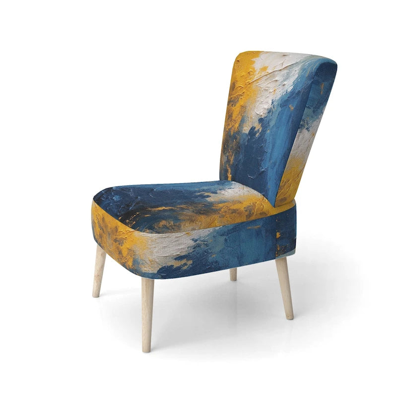 Fauteuil d'appoint abstrait et contemporain Designart « Intuitive Expressions I » bleu et jaune avec accoudoirs